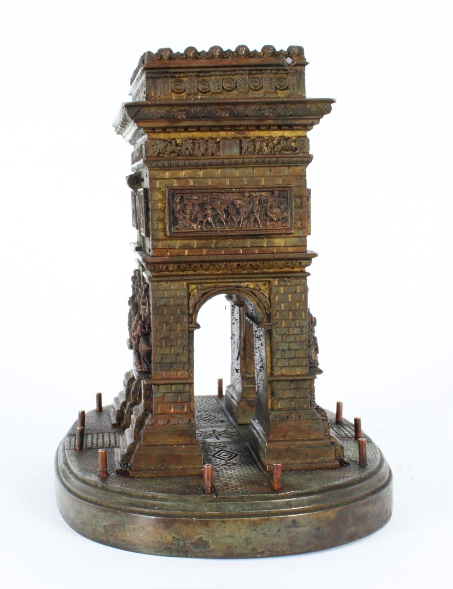 Late 19th Century Antique French Grand Tour Bronze Model of The Arc de Triomphe, 19th Century