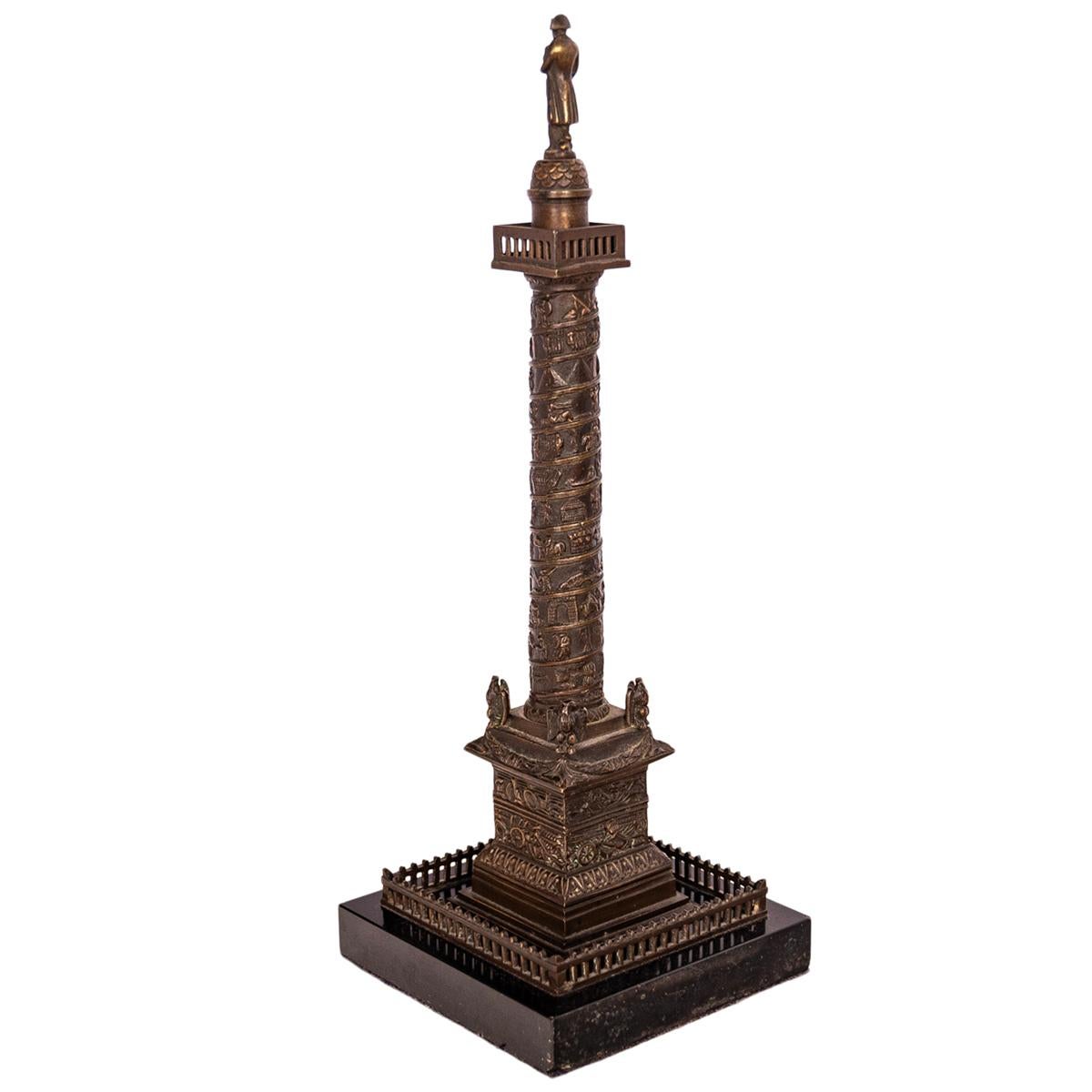 Antike französische Grand Tour Bronzestatuenskulptur Napoleon-Säule Vendome 1860, Französische Grand Tour (Gegossen) im Angebot