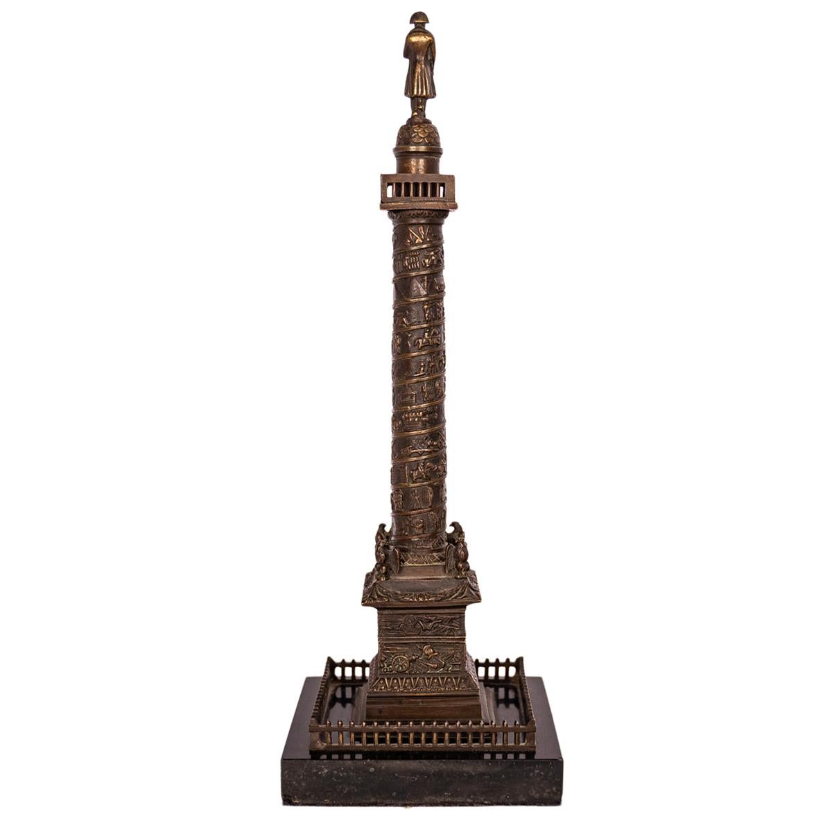 Antike französische Grand Tour Bronzestatuenskulptur Napoleon-Säule Vendome 1860, Französische Grand Tour im Zustand „Gut“ im Angebot in Portland, OR