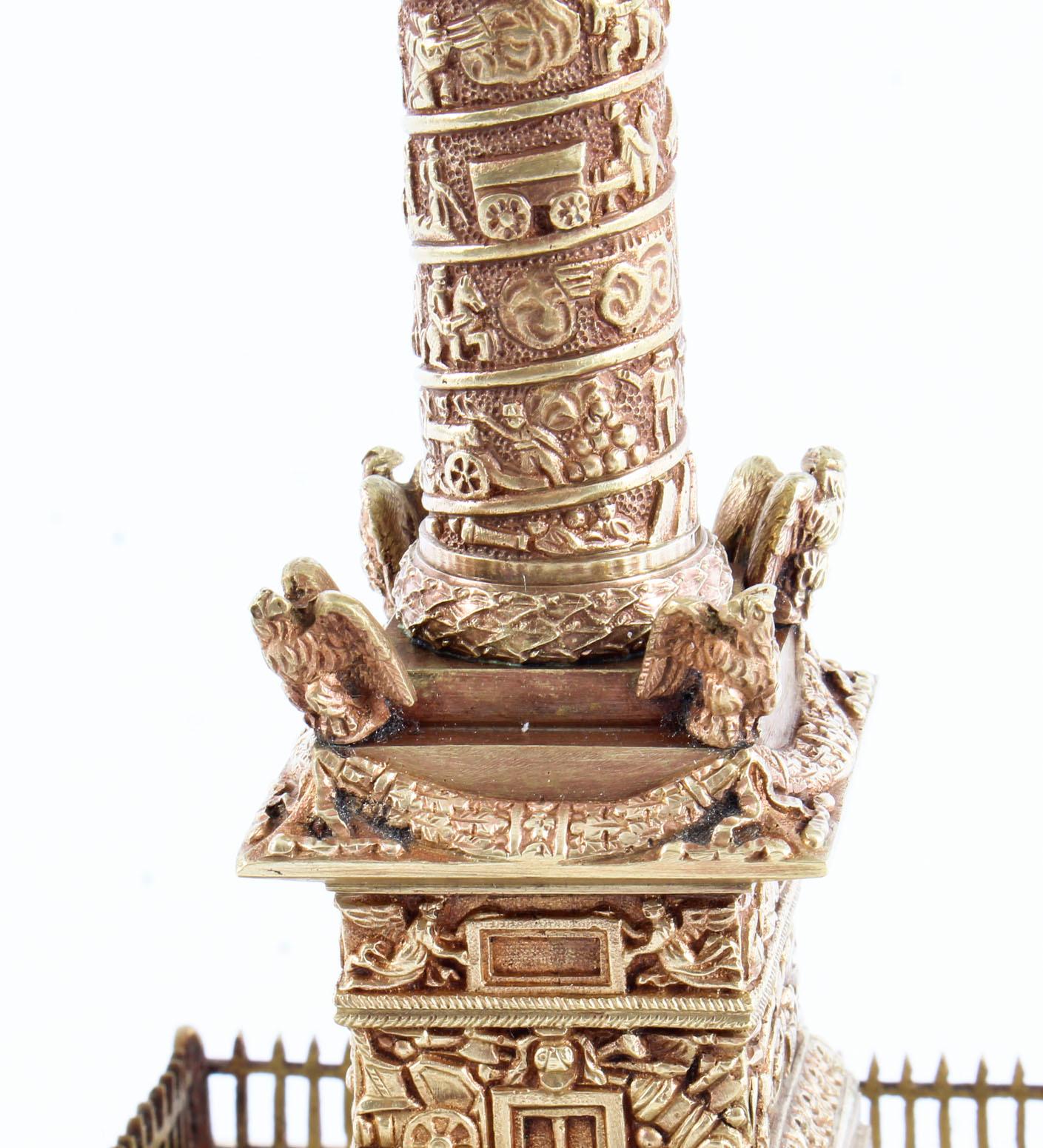 Antique French Grand Tour Gilt Bronze Model of Vendome Column, 19th Century 7