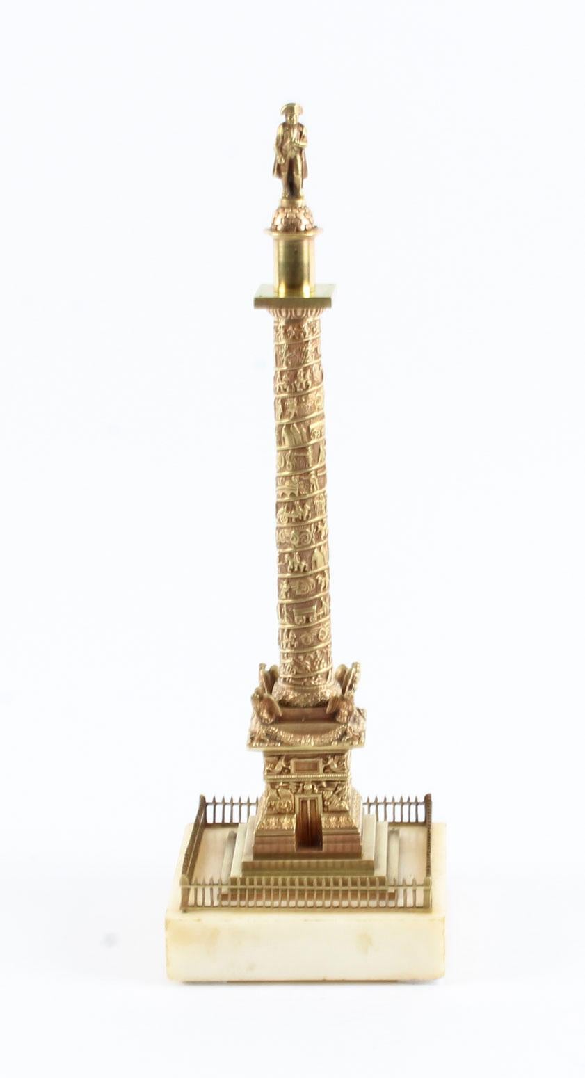 Antique French Grand Tour Gilt Bronze Model of Vendome Column, 19th Century 11