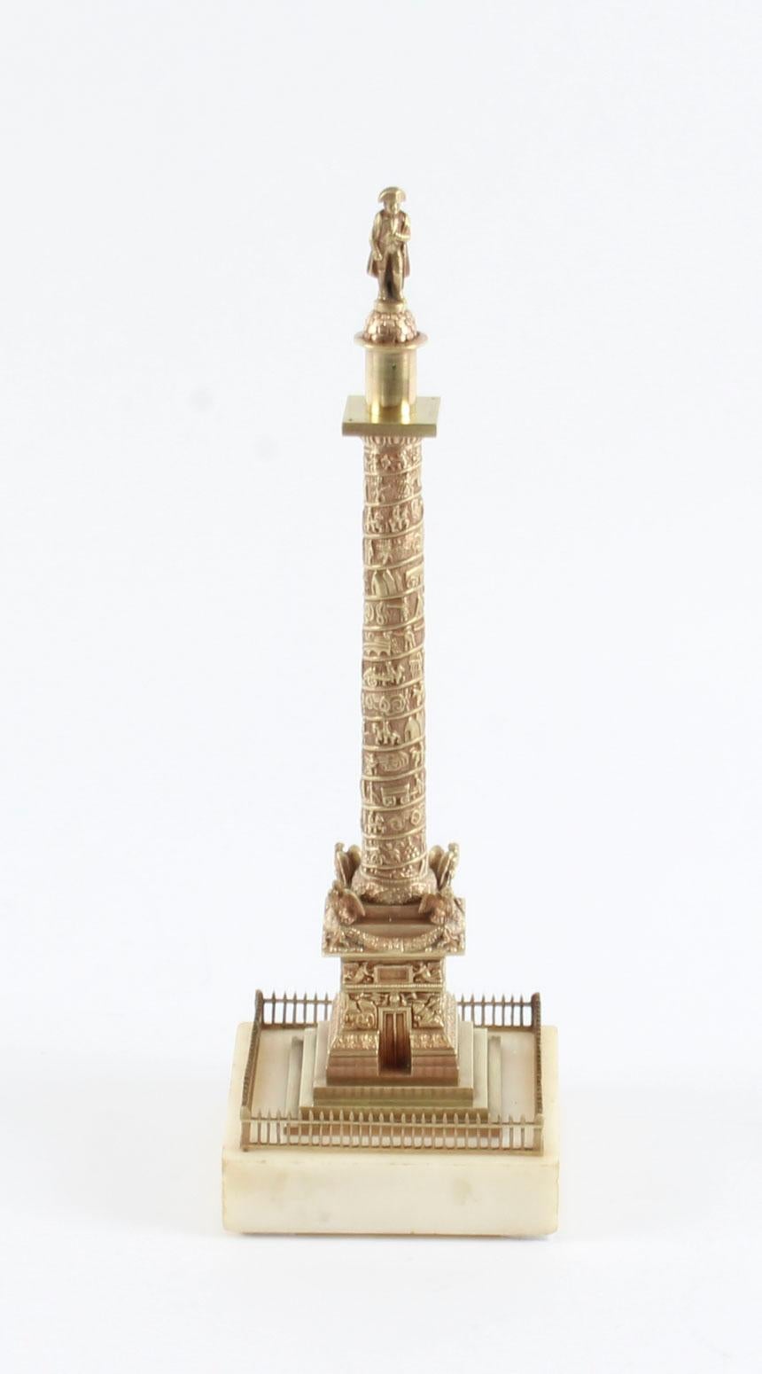 Antique French Grand Tour Gilt Bronze Model of Vendome Column, 19th Century 13