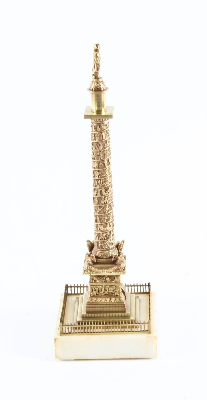 Antique French Grand Tour Gilt Bronze Model of Vendome Column, 19th Century In Good Condition In London, GB