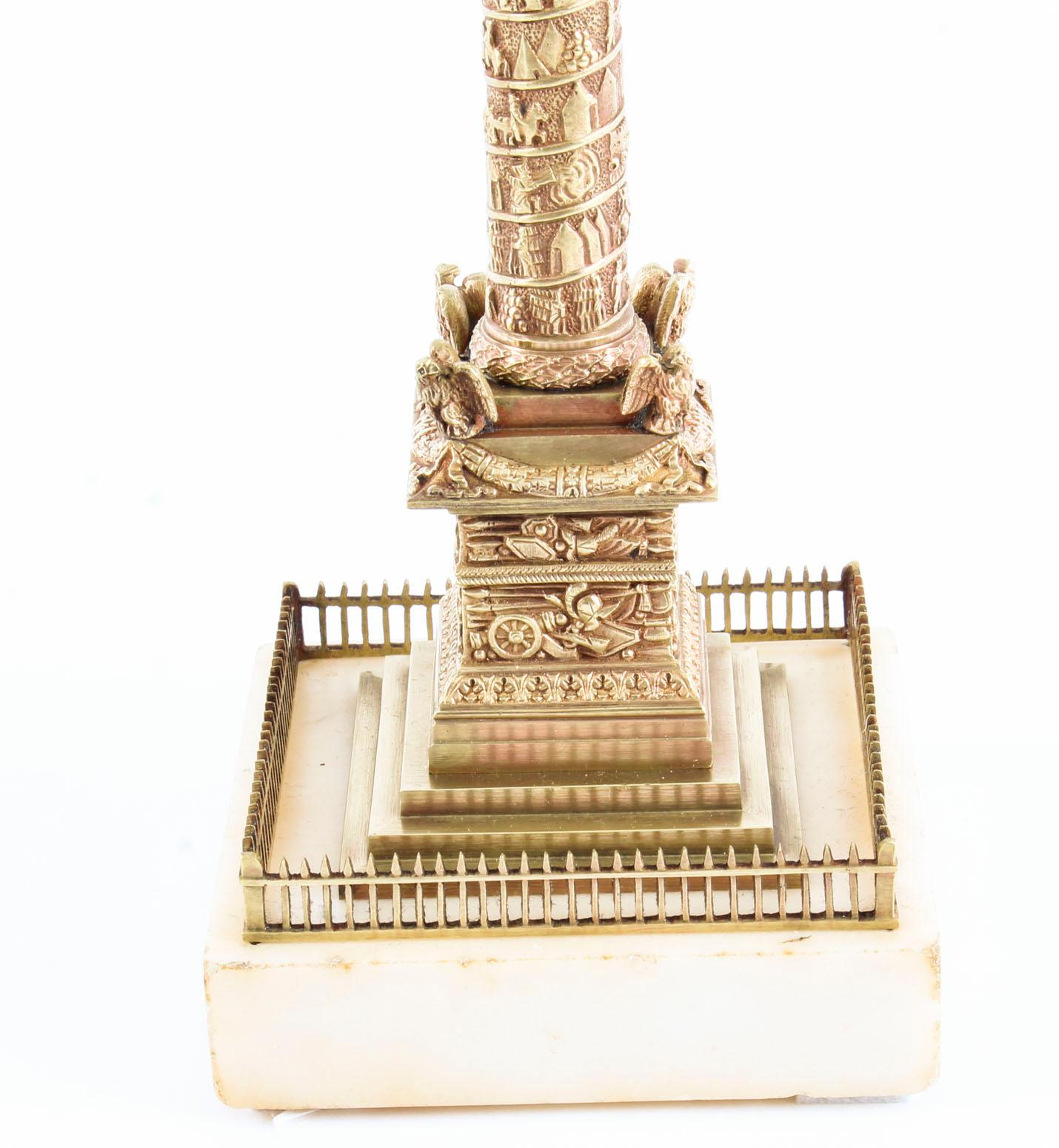 Late 19th Century Antique French Grand Tour Gilt Bronze Model of Vendome Column, 19th Century