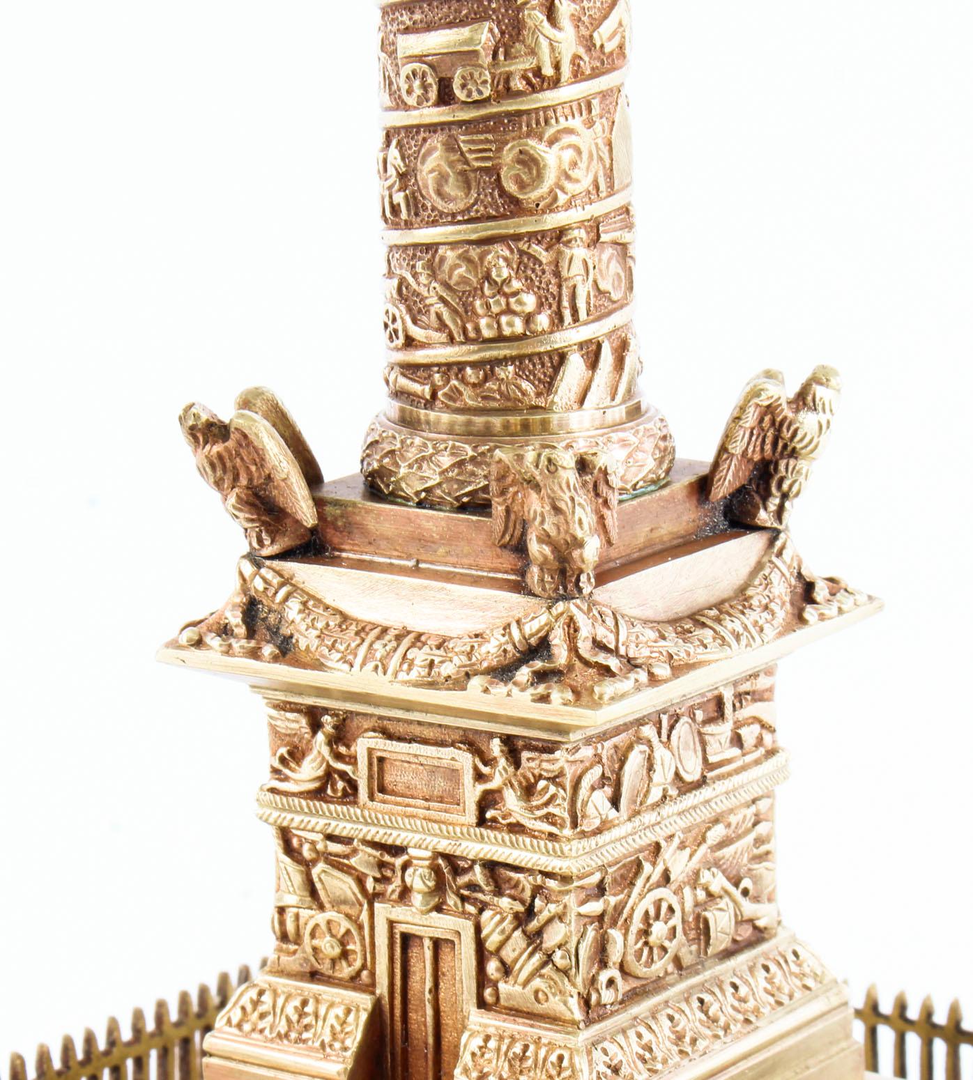 Antique French Grand Tour Gilt Bronze Model of Vendome Column, 19th Century 5