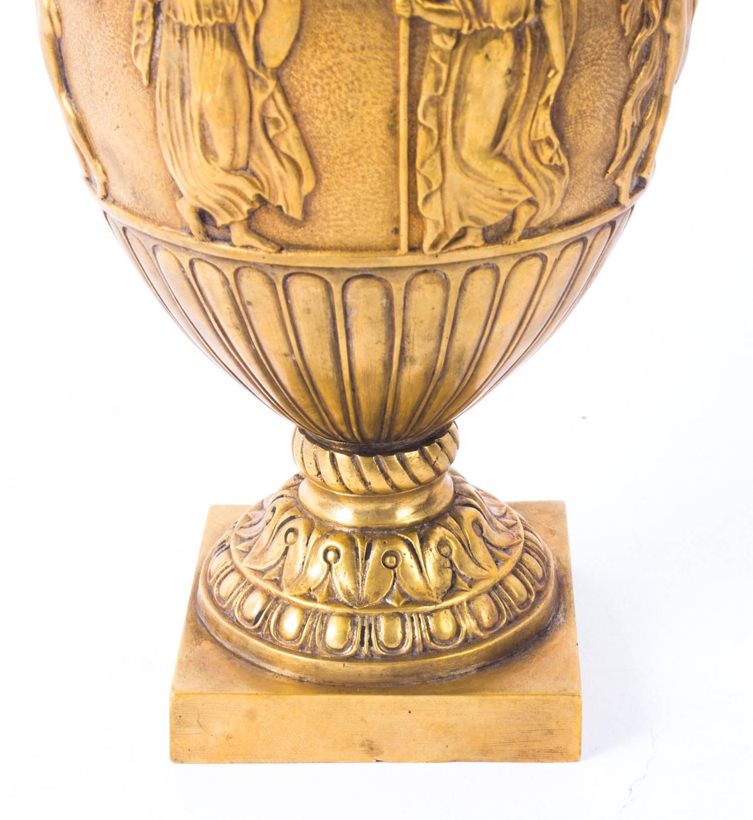Antique French Grand Tour Gilt Bronze Volute Krater Vase, Early 19th Century 2