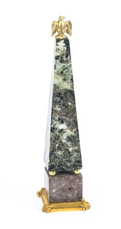 Antique French Grand Tour Marble and ormolu Desk Obelisk, 19th Century