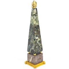 Antique French Grand Tour Marble and ormolu Desk Obelisk, 19th Century