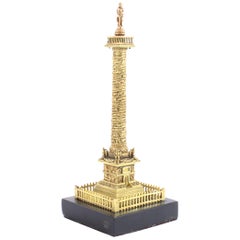 Antique French Grand Tour Miniature Bronze Model of Vendome Column 19th Century