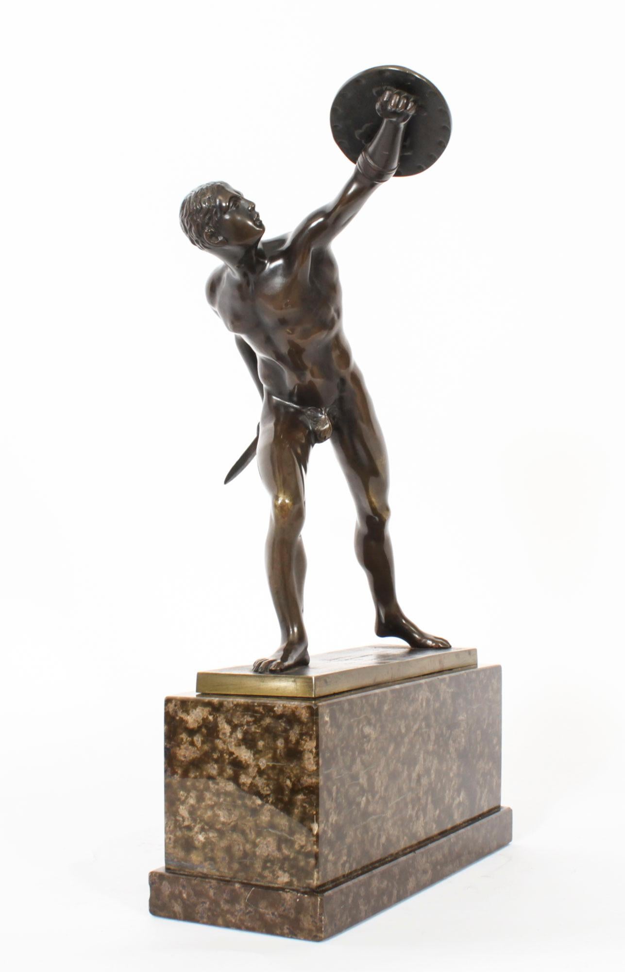 Antike Französisch Grand Tour Ormolu Bronze Modell der Borghese Gladiator im Angebot 9