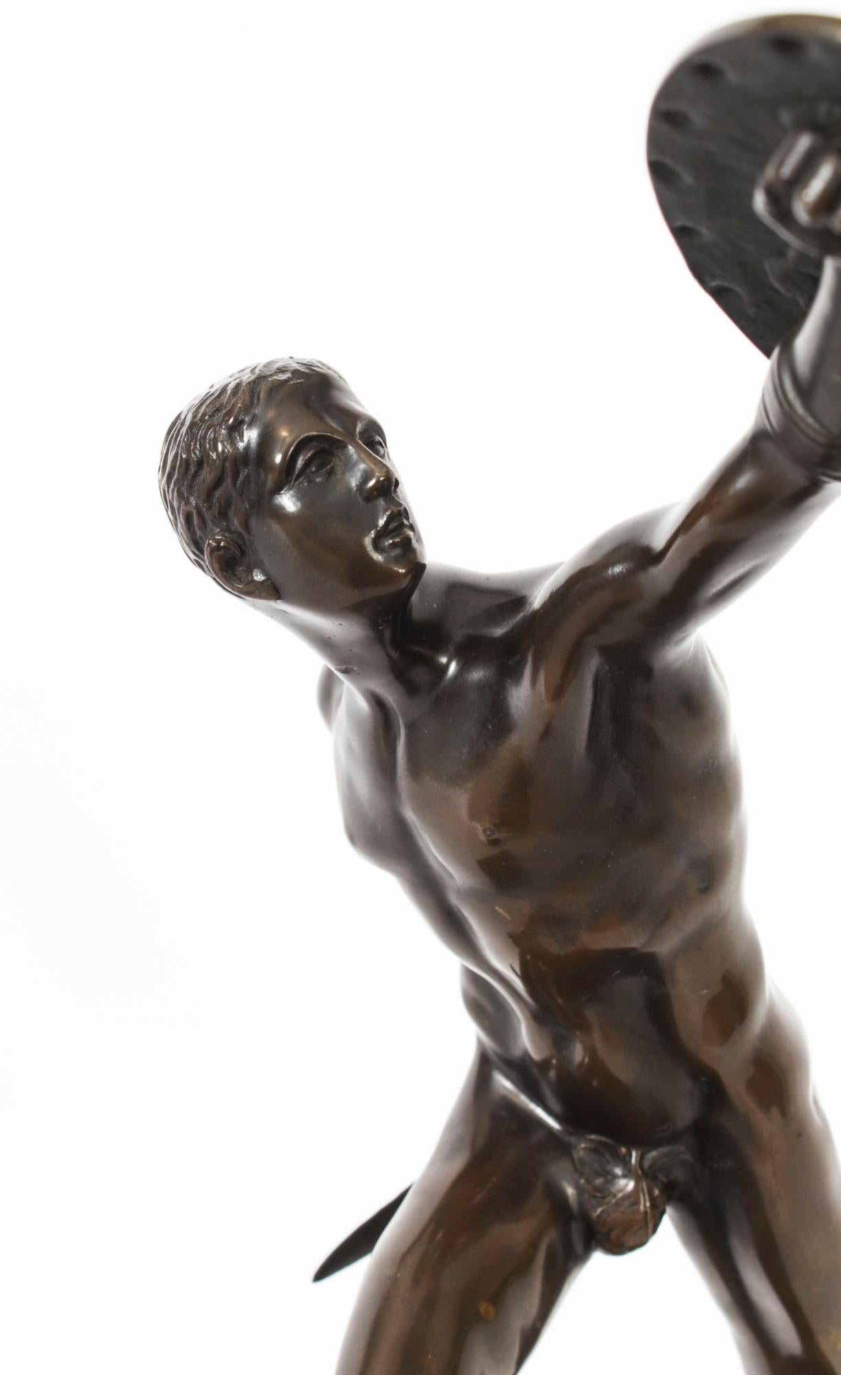 Antike Französisch Grand Tour Ormolu Bronze Modell der Borghese Gladiator im Angebot 13