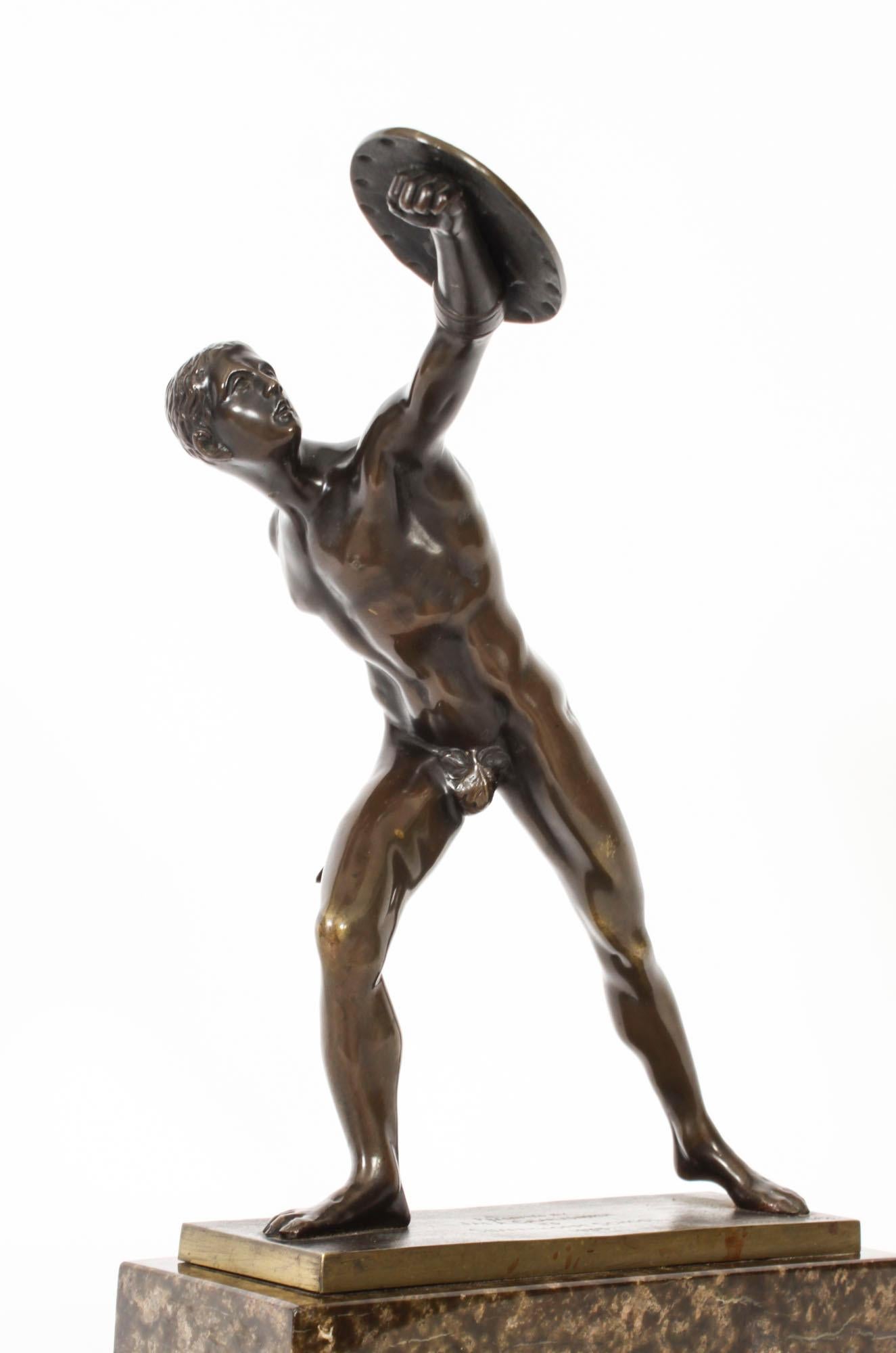 Late 19th Century Antique French Grand Tour Ormolu Bronze Model of Borghese Gladiator For Sale