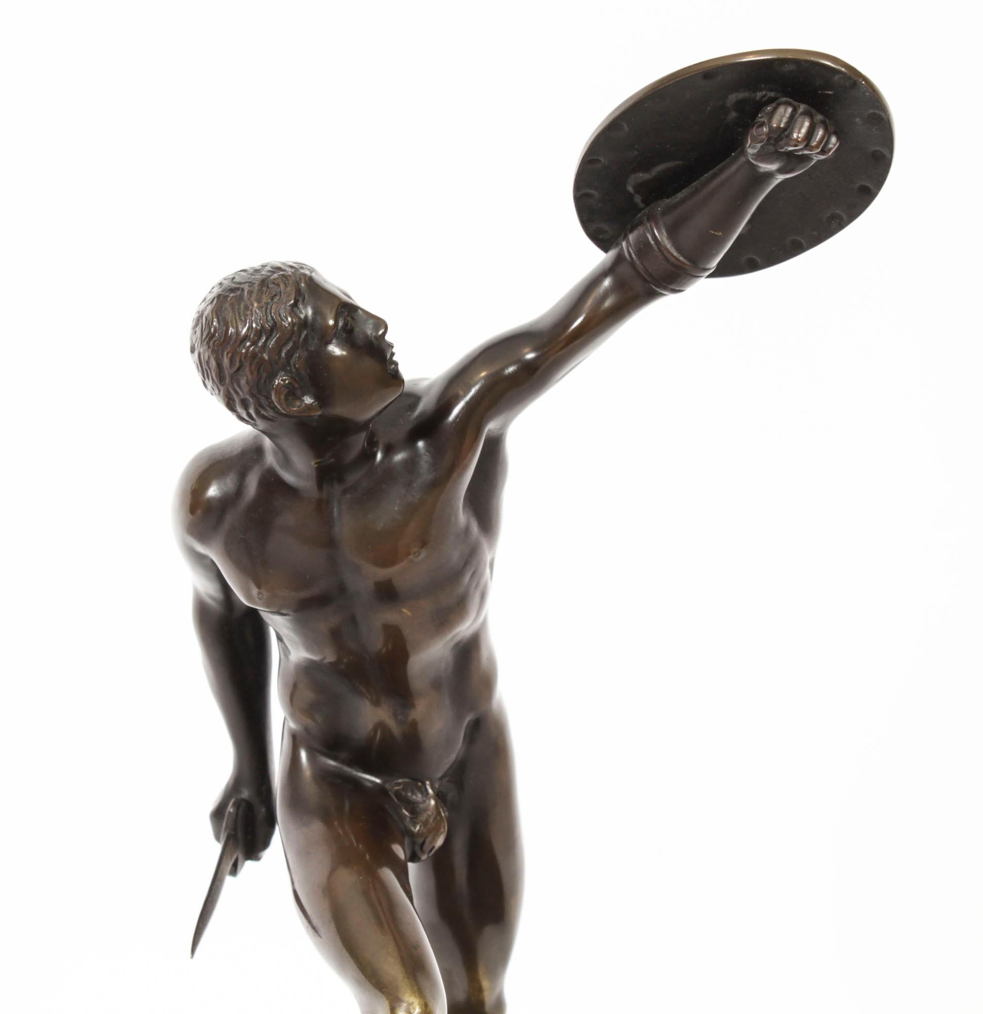 Antique French Grand Tour Ormolu Bronze Model of Borghese Gladiator For Sale 2