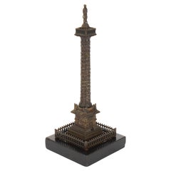Antique French Grand Tour Modelo de Bronce Ormolu de la Columna Vendome Siglo XIX