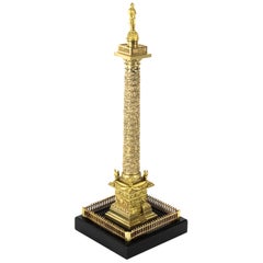 Antique French Grand Tour Ormolu Gilt Bronze Model of Vendome Column, 19th Century