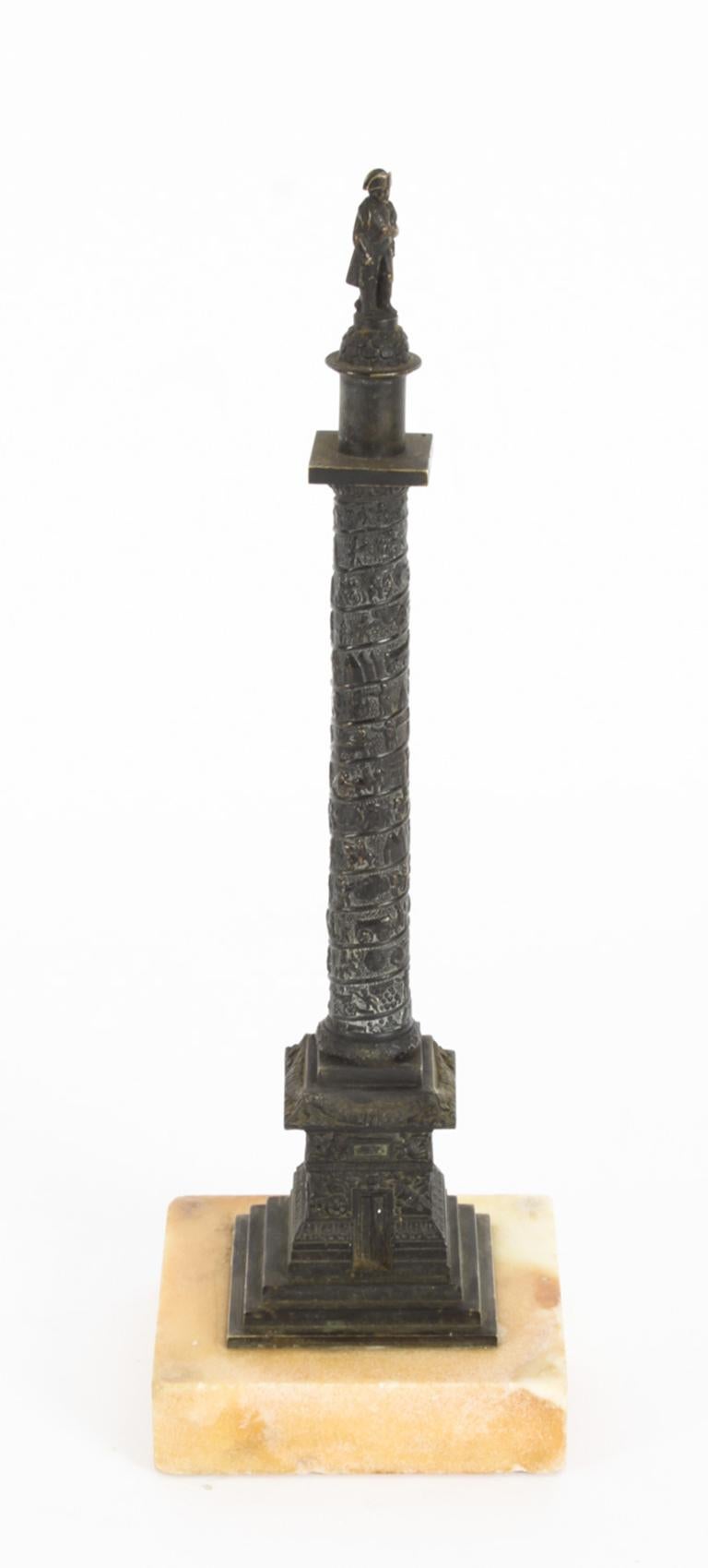 Antique French Grand Tour Ormolu Gilt Bronze Model of Vendome Column 19thC 9