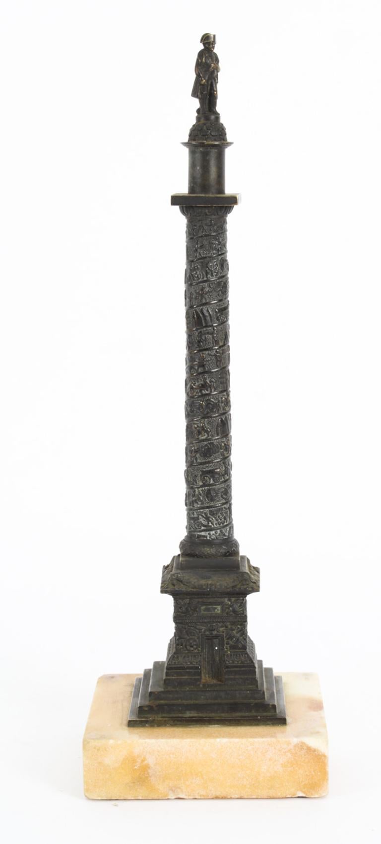 Mid-19th Century Antique French Grand Tour Ormolu Gilt Bronze Model of Vendome Column 19thC