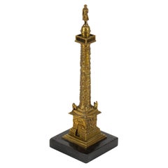 Antique French Grand Tour Ormolu Gilt Bronze Model of Vendome Column, 19thC