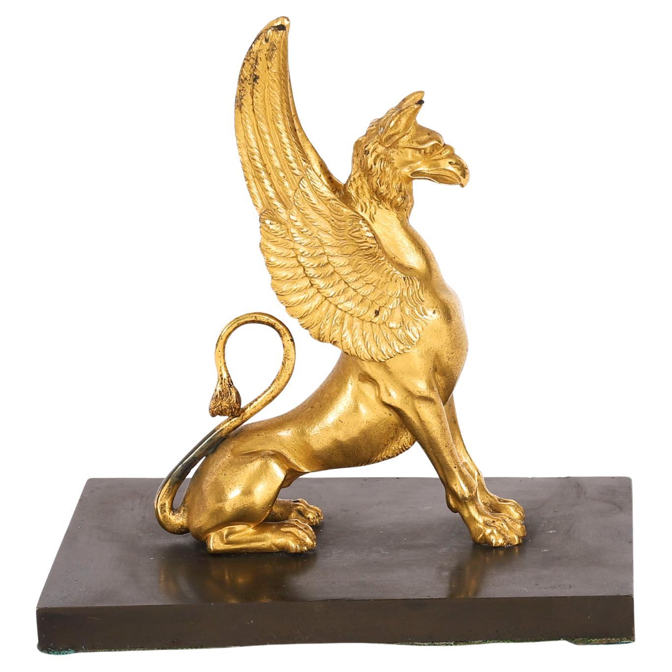 Antique French Grand Tour Ormolu Griffin Sculpture Early 19th Century