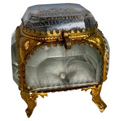 Antique French Grand Tour Souvenir Casket, Beveled Glass & Eglomise of Trocadero Antique French Grand Tour Souvenir Casket, Beveled Glass & Eglomise of Trocadero
