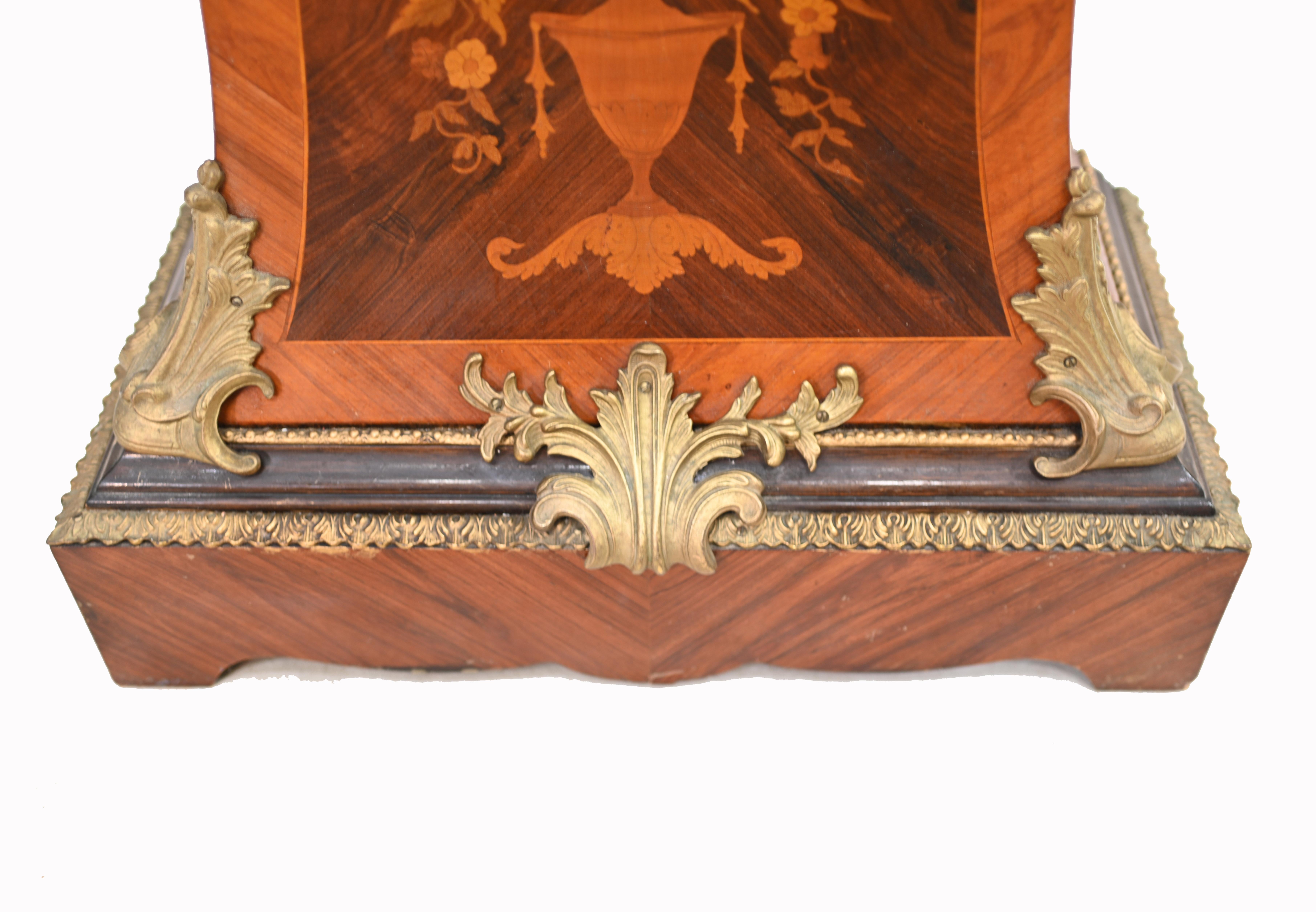 Kingwood Antique French Grandfather Clock Floral Inlay 1930
