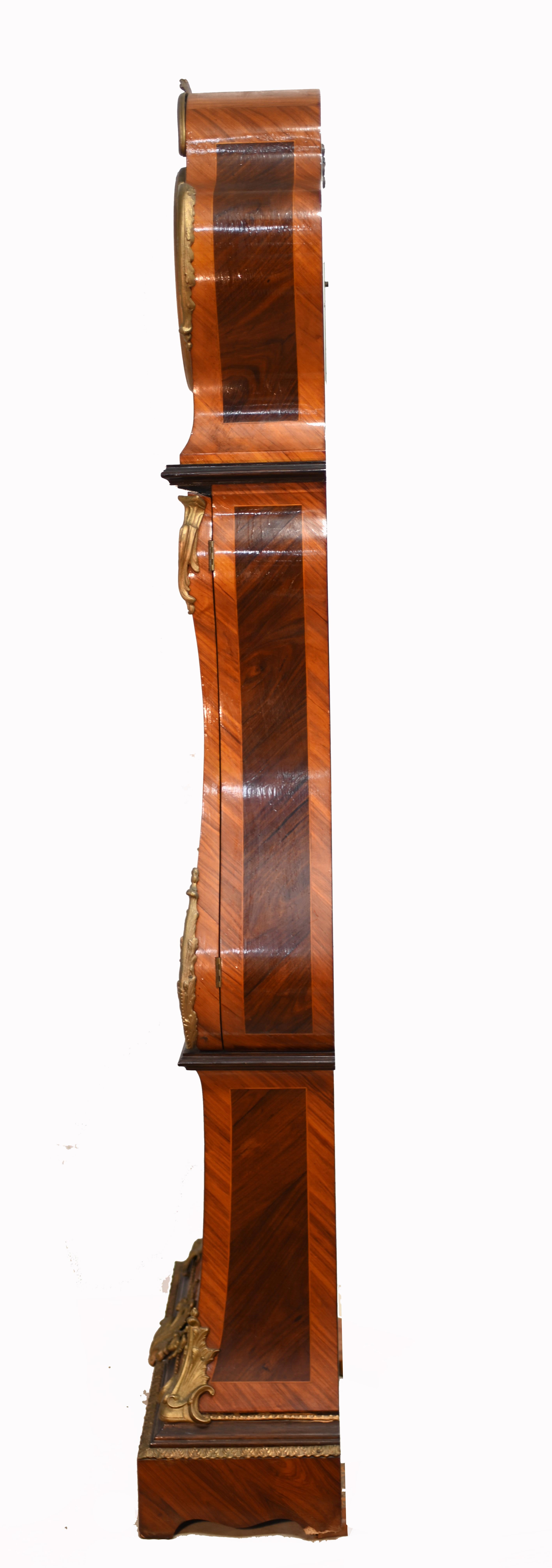 Antique French Grandfather Clock Floral Inlay 1930 3