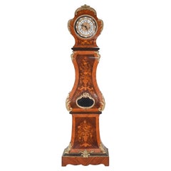 Vintage French Grandfather Clock Floral Inlay 1930