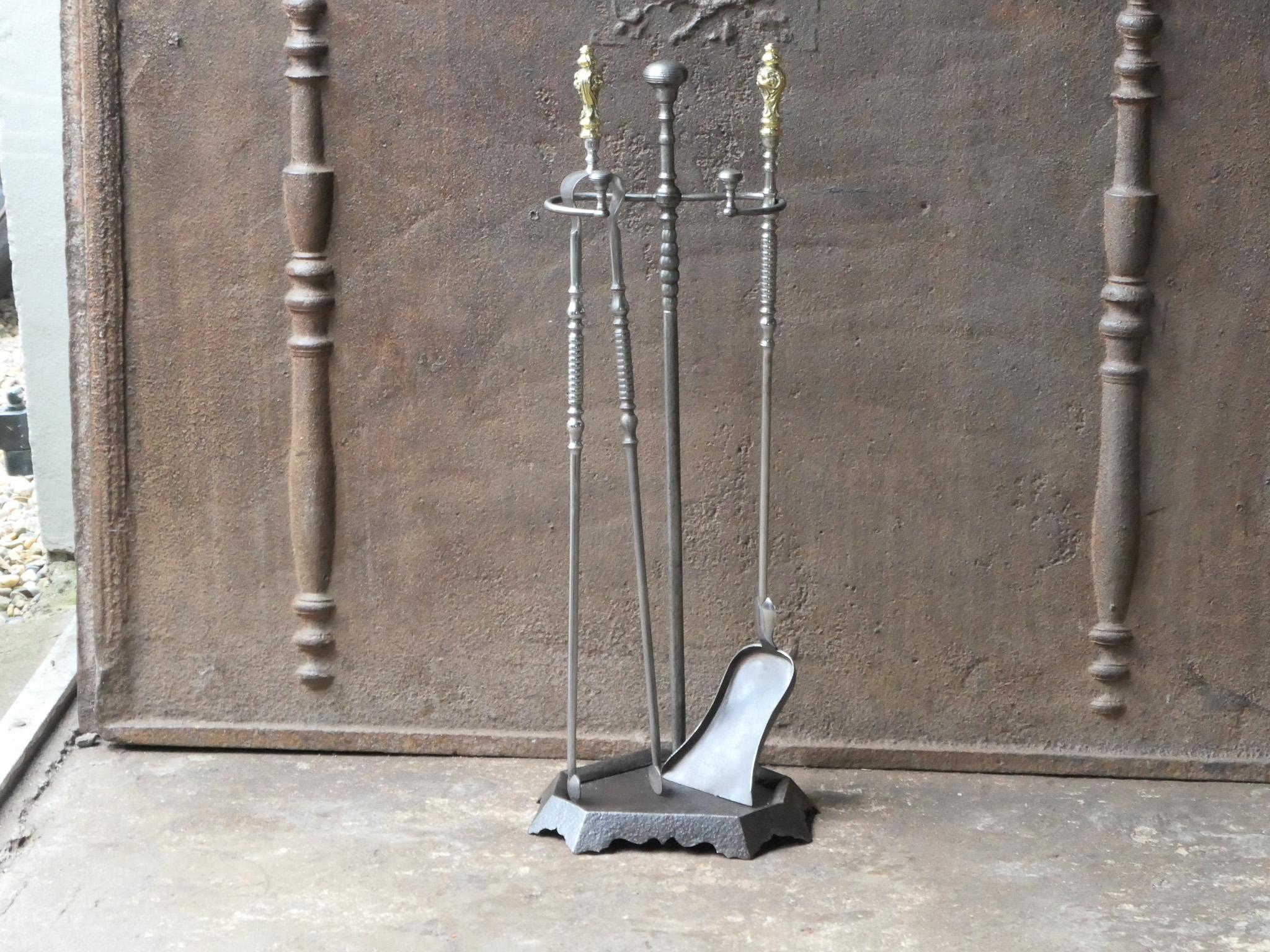 Cast Antique French 'Grandy Fils' Fireplace Tools or Fire Tools, 19th Century For Sale