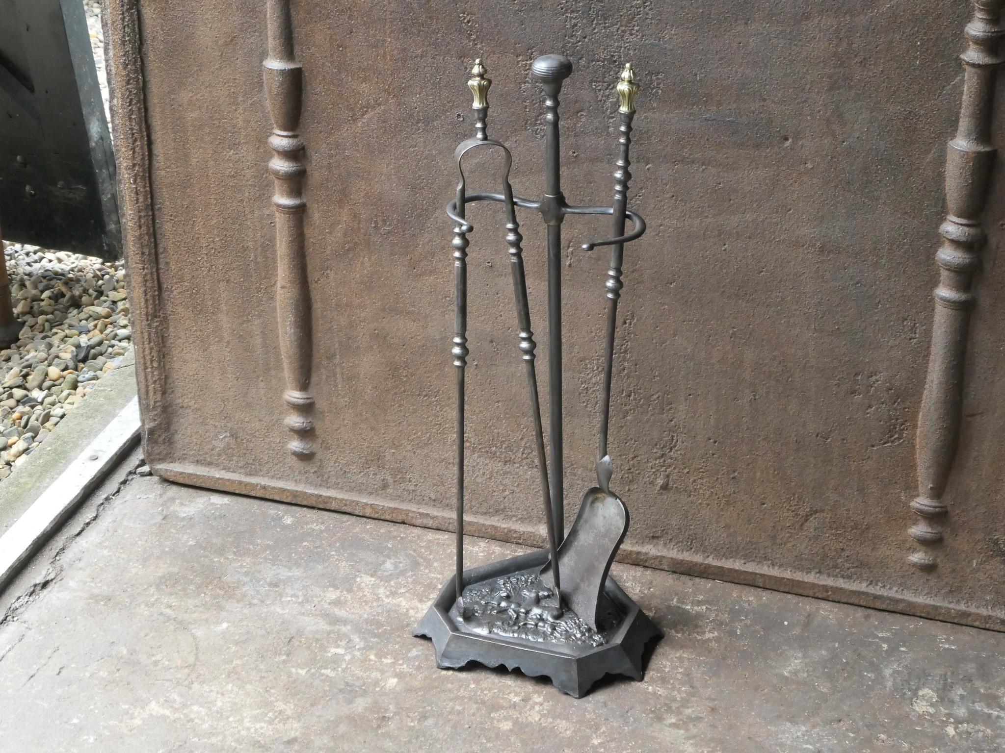 Antique French 'Grandy Fils' Fireplace Tools or Fire Tools, 19th Century In Good Condition For Sale In Amerongen, NL
