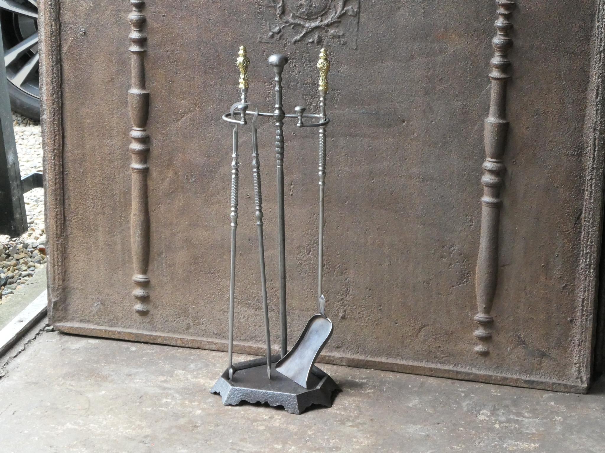 Antique French 'Grandy Fils' Fireplace Tools or Fire Tools, 19th Century In Good Condition For Sale In Amerongen, NL