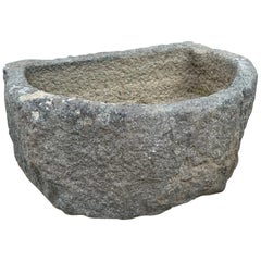 Used French Granite Demi Lune Trough or Sink from Normandy, 19th Century