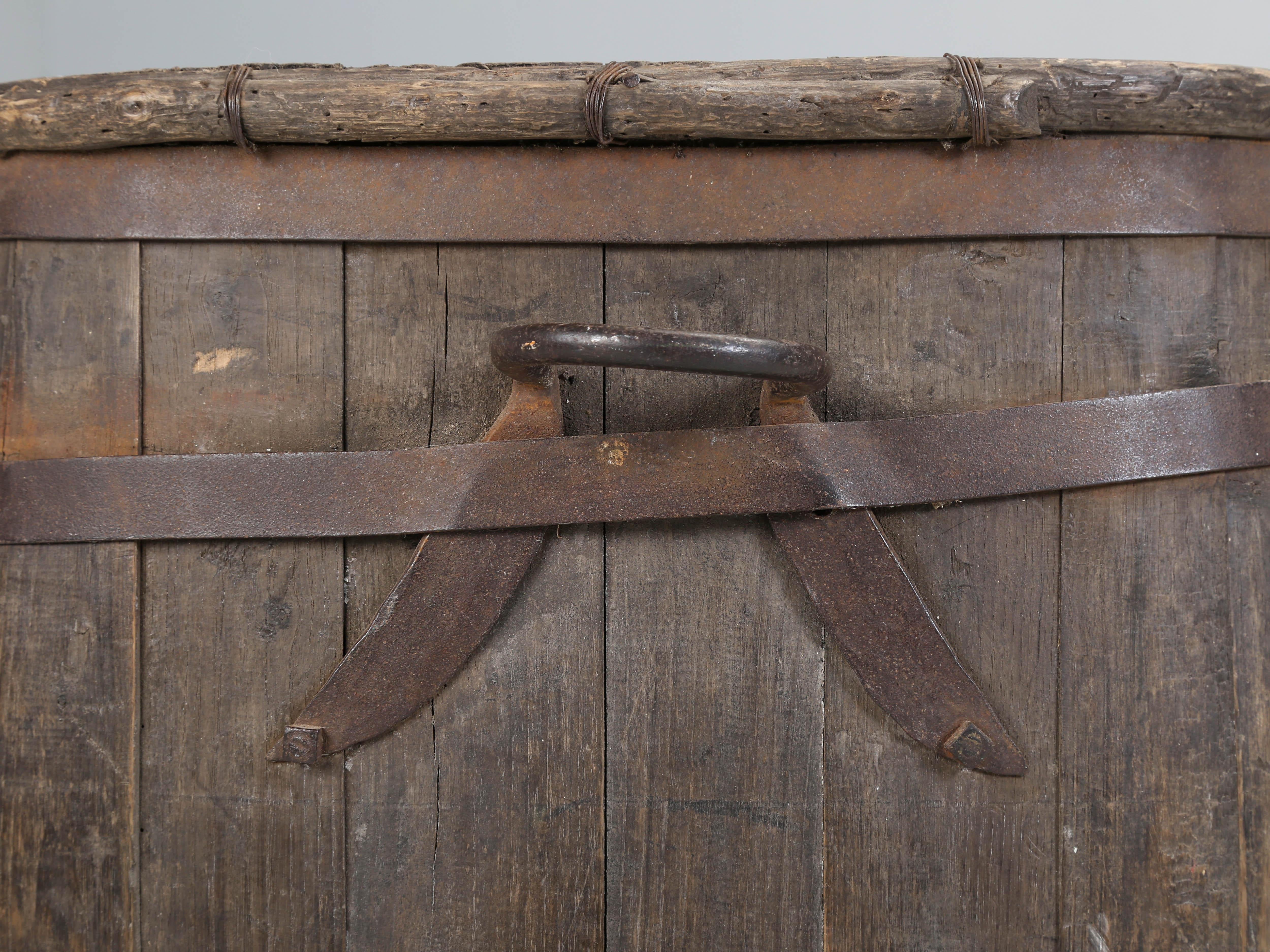 Steel Antique French Grape Harvest Hod from the Burgundy Region of France c1880's For Sale