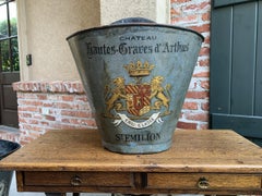 Antique French Grape Hod Wine Bucket Vineyard Painted Tole Umbrella Stand