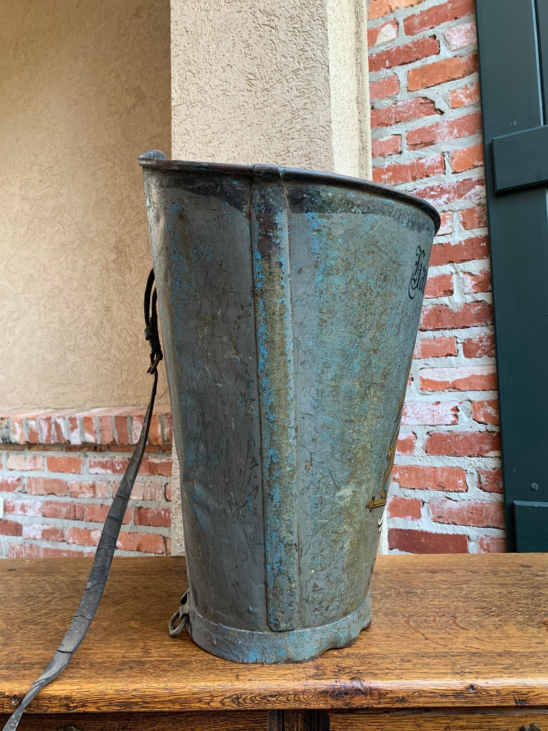 Metal Antique French Grape Hod Wine Bucket Vineyard Painted Tole Umbrella Stand