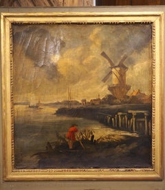 Antique French Espejo Trumeau Estilo Luis XVI Pintado de Gris y Giltwood, C. 1880