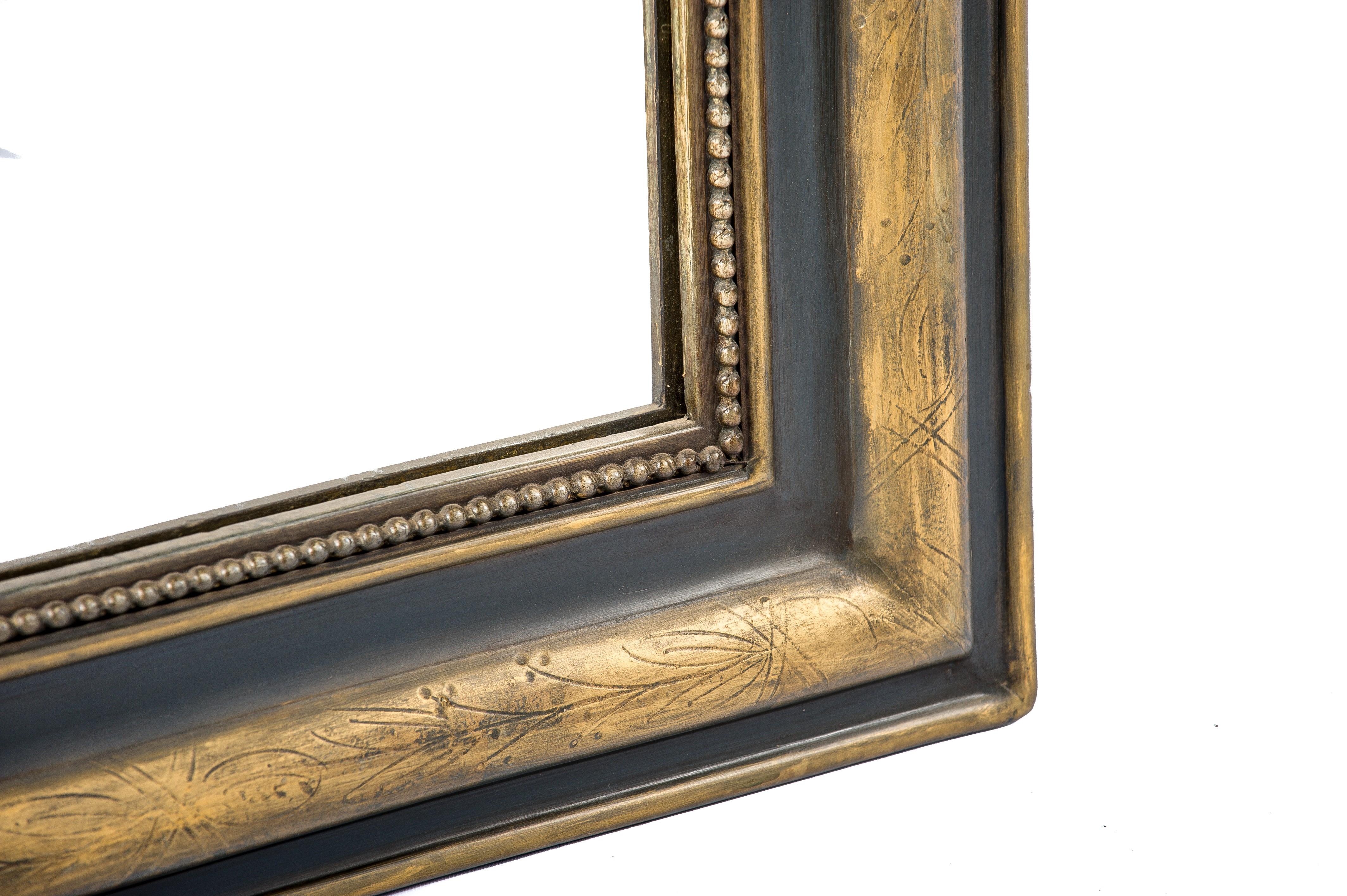 Gesso Antique French Green and Gold Gilt Louis Philippe Mirror