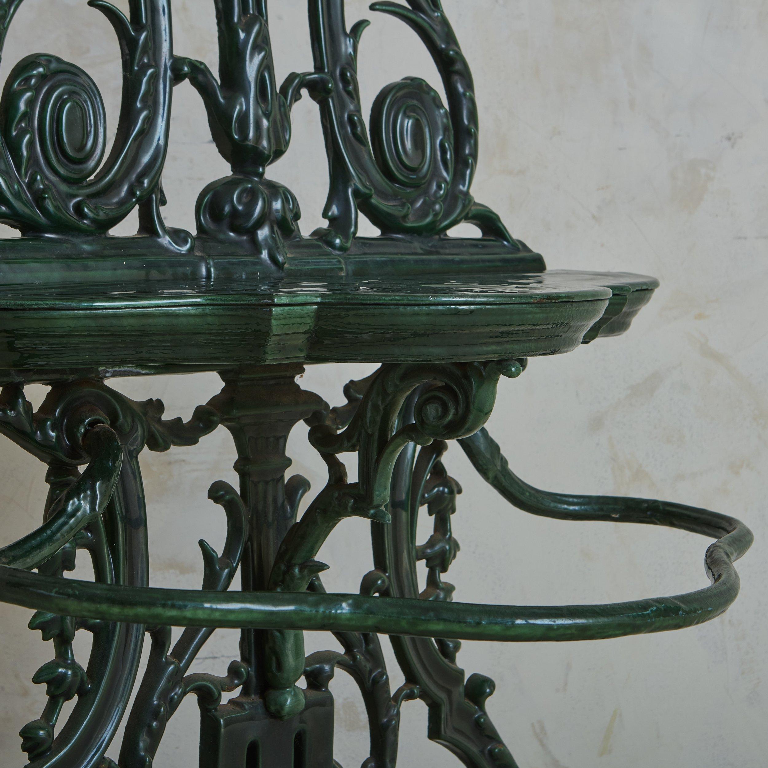 19th Century Antique French Green Cast Iron Hallway Tree Coat Rack For Sale