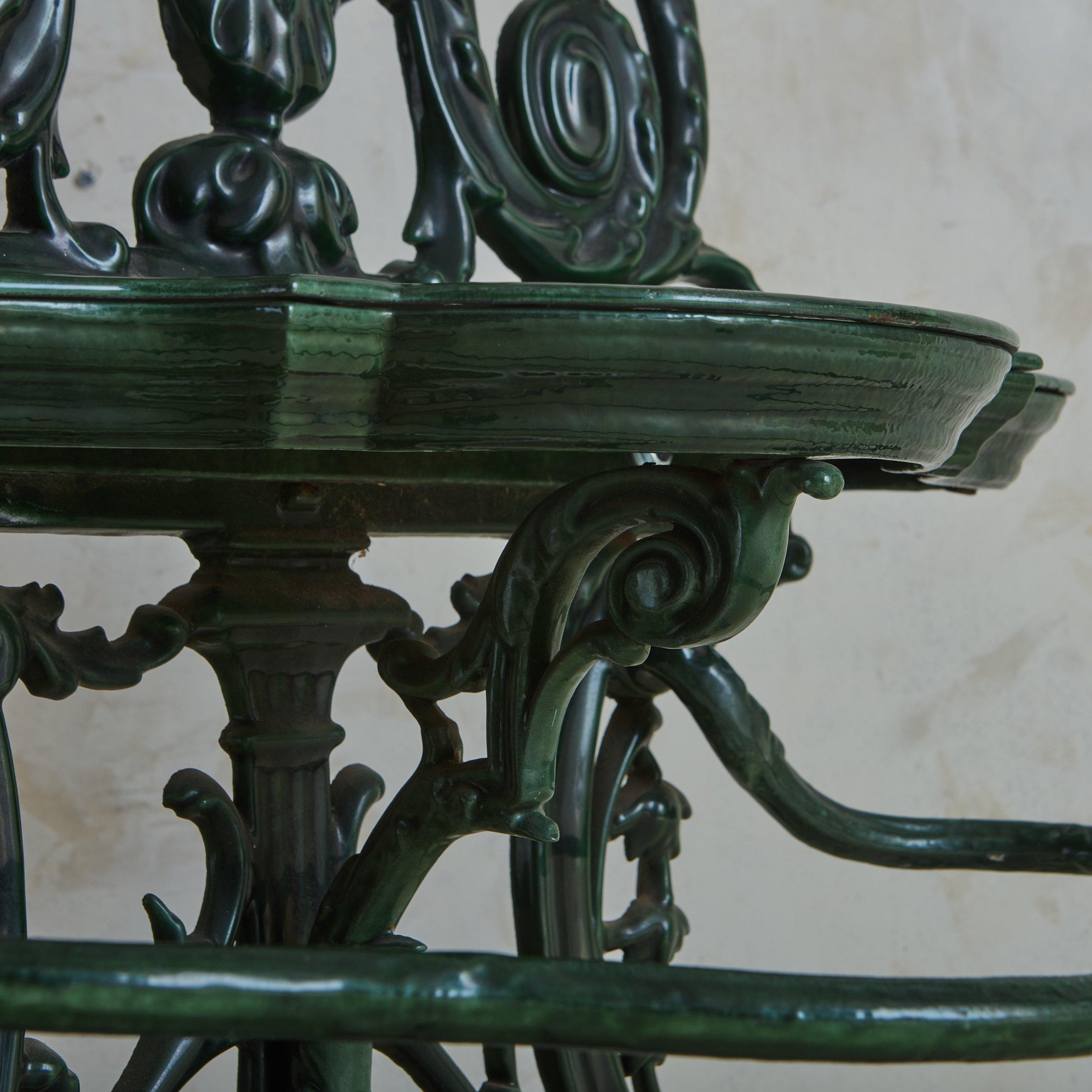 Antique French Green Cast Iron Hallway Tree Coat Rack For Sale 3