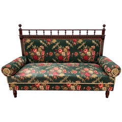 Antique French Green Floral Settee