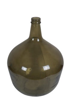 Antique French Green Glass Demijohn Wine Bottle Bonbonne Bar Jug 17"