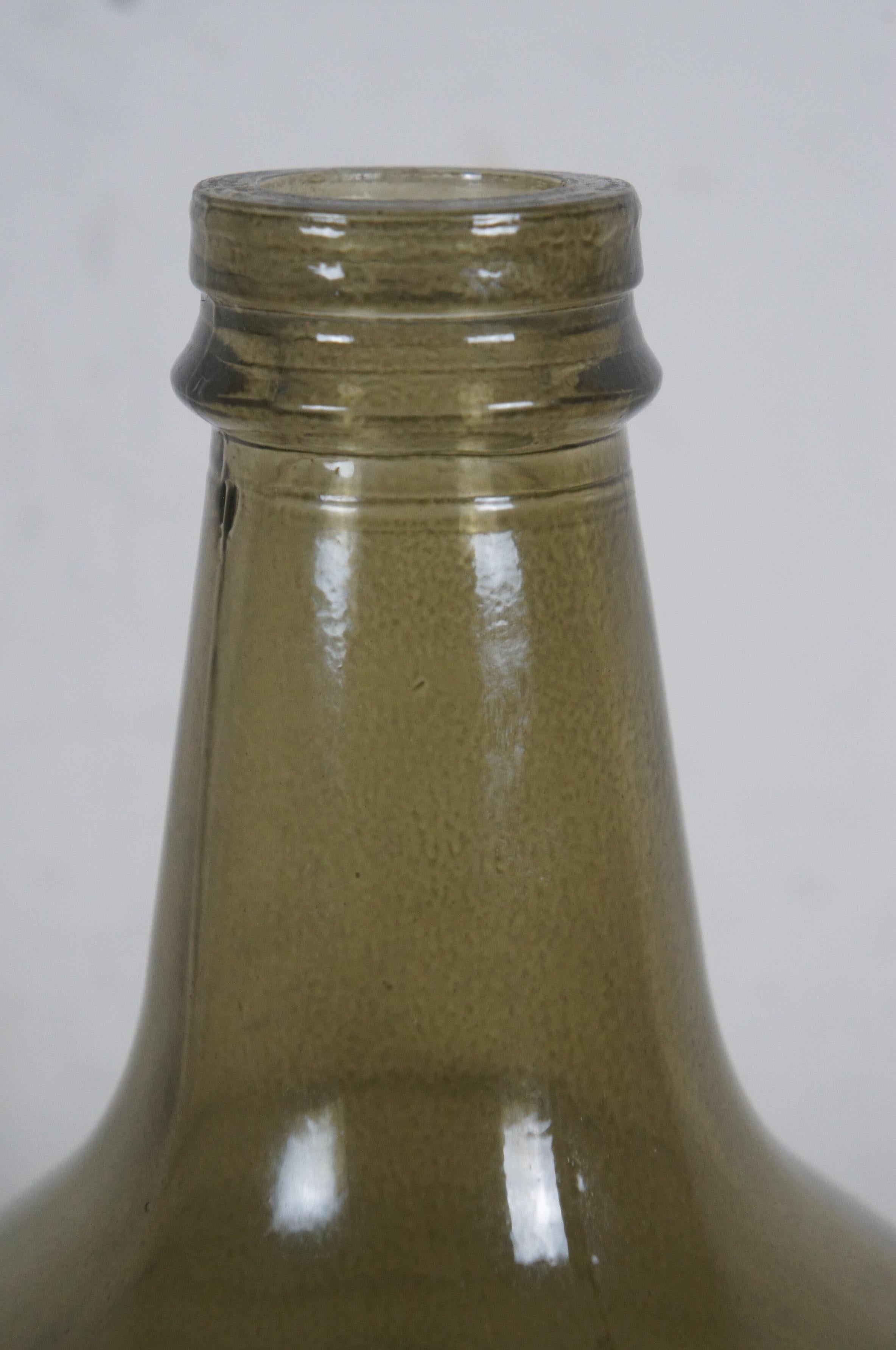 20th Century Antique French Green Glass Demijohn Wine Bottle Bonbonne Bar Jug 17