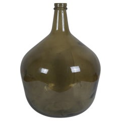 Antique French Green Glass Demijohn Wine Bottle Bonbonne Bar Jug 17"