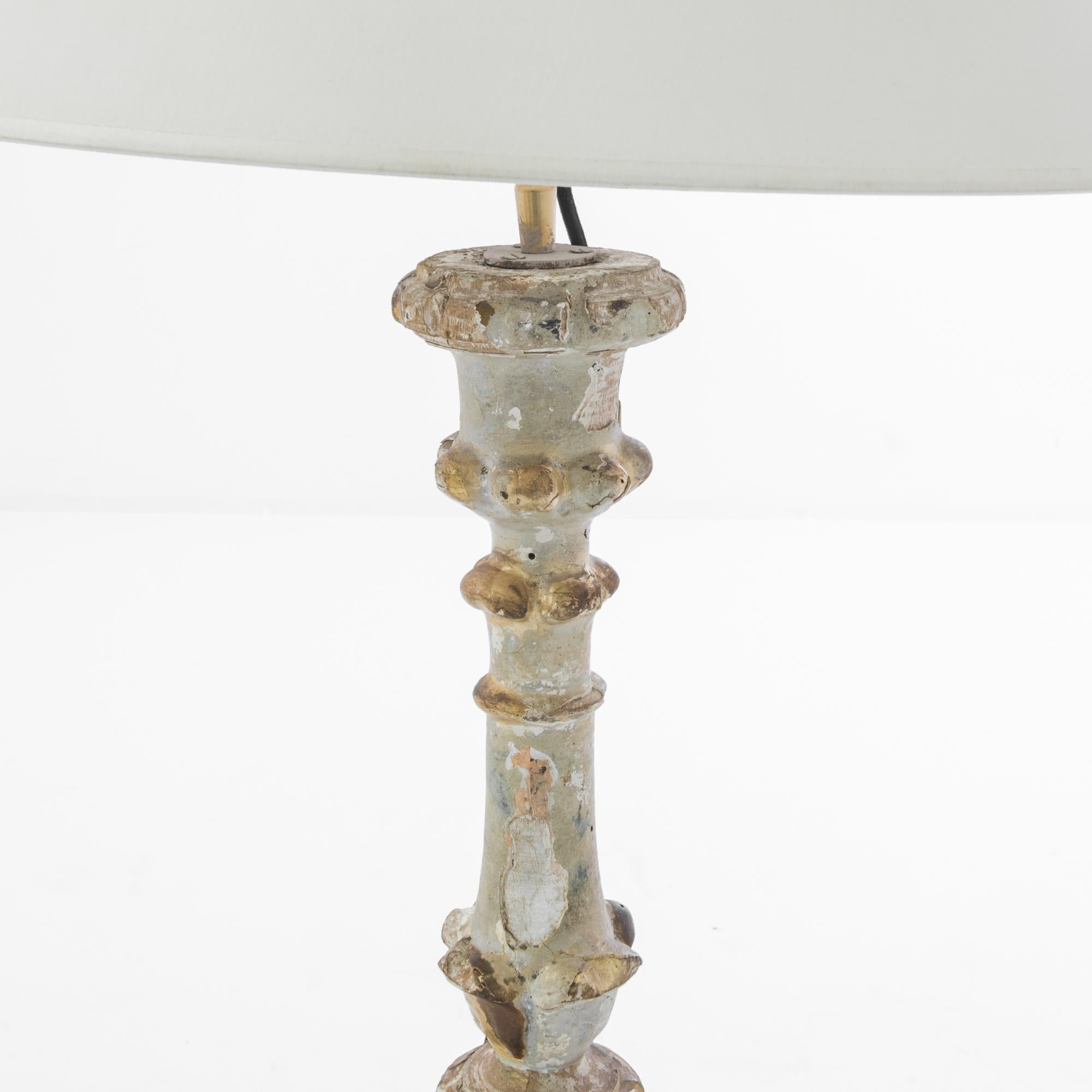 French Provincial Antique French Grey Gilded Floor Lamp