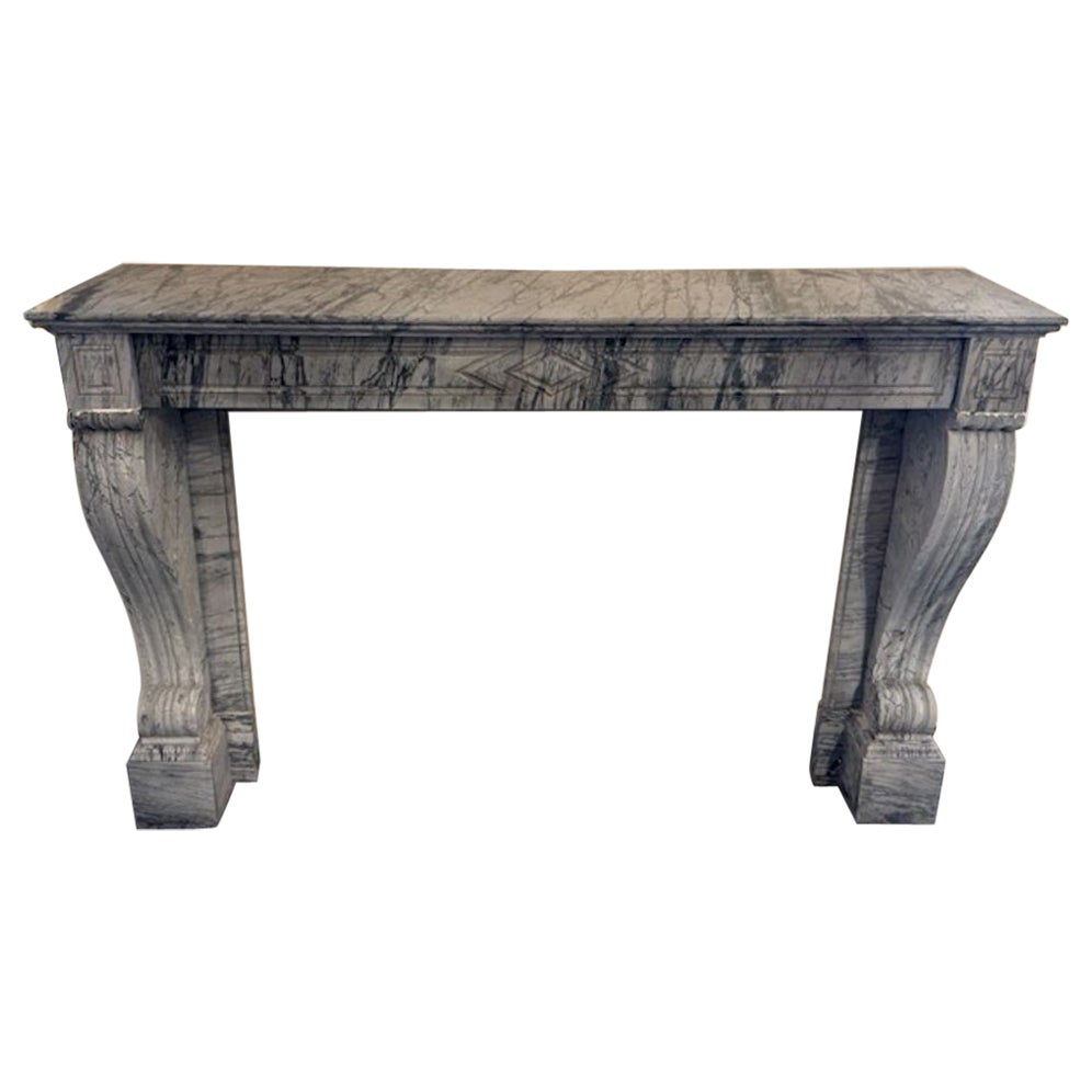 Antique French Grey Marble Mantel For Sale