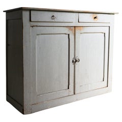 Ancien buffet français en noyer peint en gris, 19ème siècle