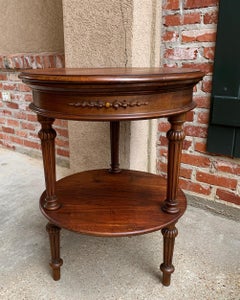 Antique French Gueridon Round Side Table Carved Walnut Tea Table Louis XV style