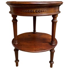 Antique French Gueridon Round Side Table Carved Walnut Tea Table Louis XV style