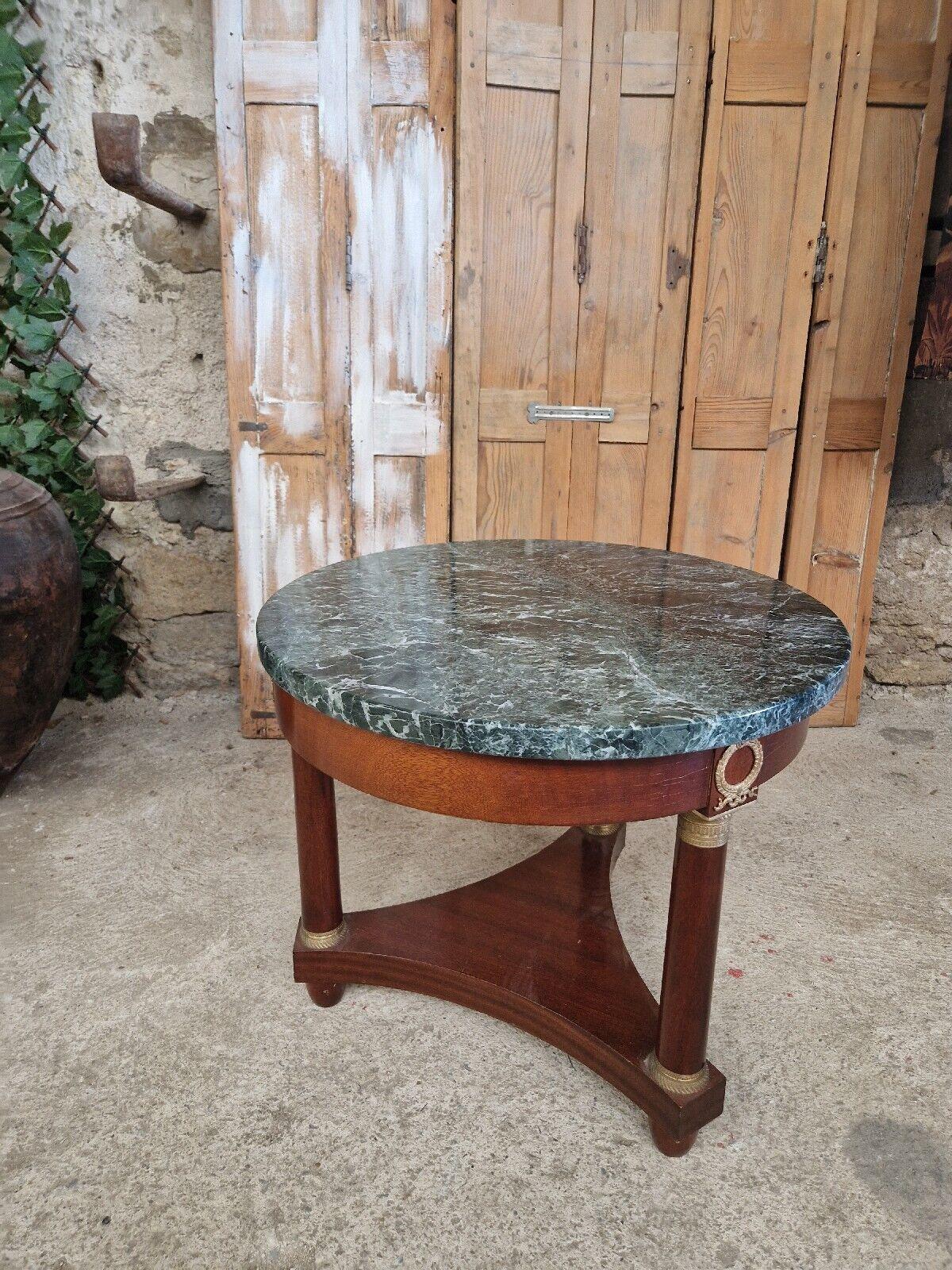 Mesa Gueridón Antique French con Detalles de Bronce Imperio en venta