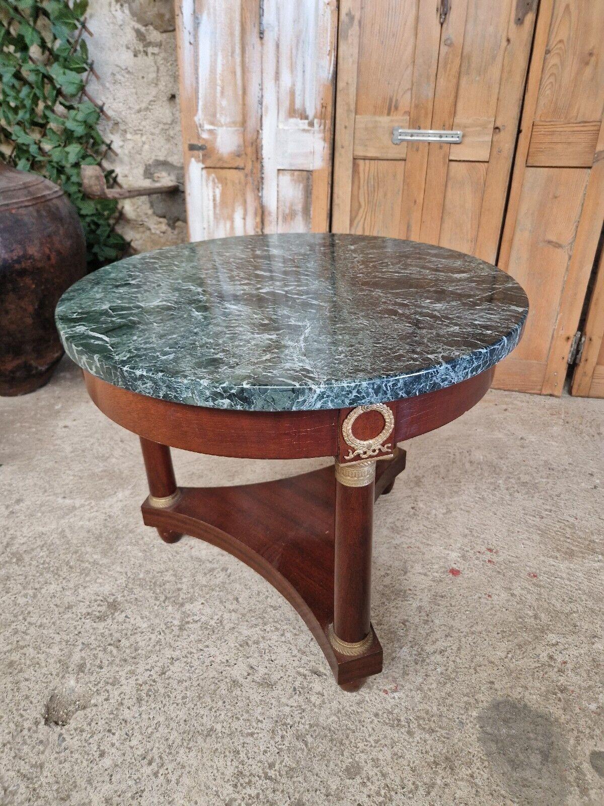 Mesa Gueridón Antique French con Detalles de Bronce en venta 1