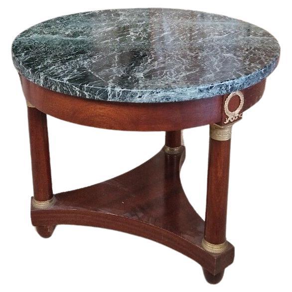 Mesa Gueridón Antique French con Detalles de Bronce en venta